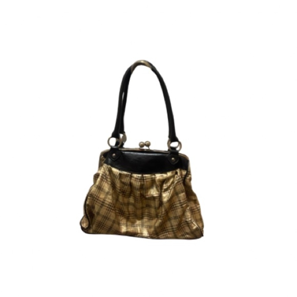 Plaid Gold and Black Handbag y2k gingam plaid vintage